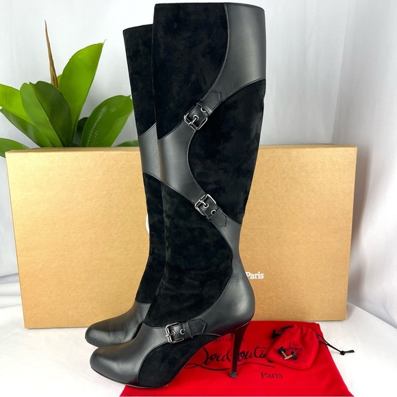 Christian Louboutin Shoes - CHRISTIAN LOUBOUTIN Canassone Botta 100 Suede Leather Knee High Boots Size 38